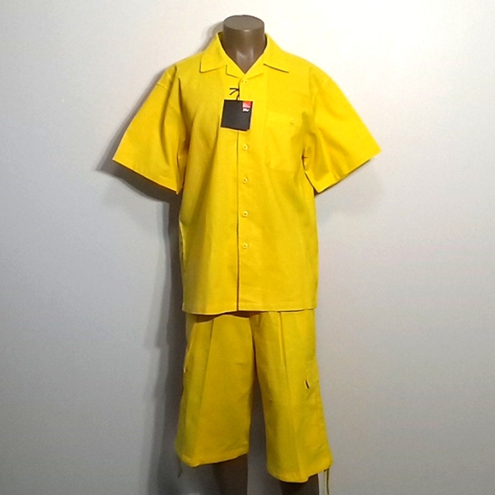 Vintage & Revolutionary 2pc Yellow Men's Short sleeves short set by FAR